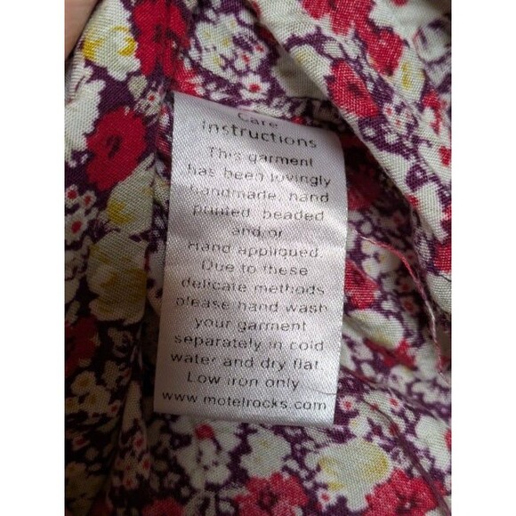 Motel Red Floral Babydoll Mini Dress Size Large Cottagecore Coquette 90s Y2k - Picture 5 of 9